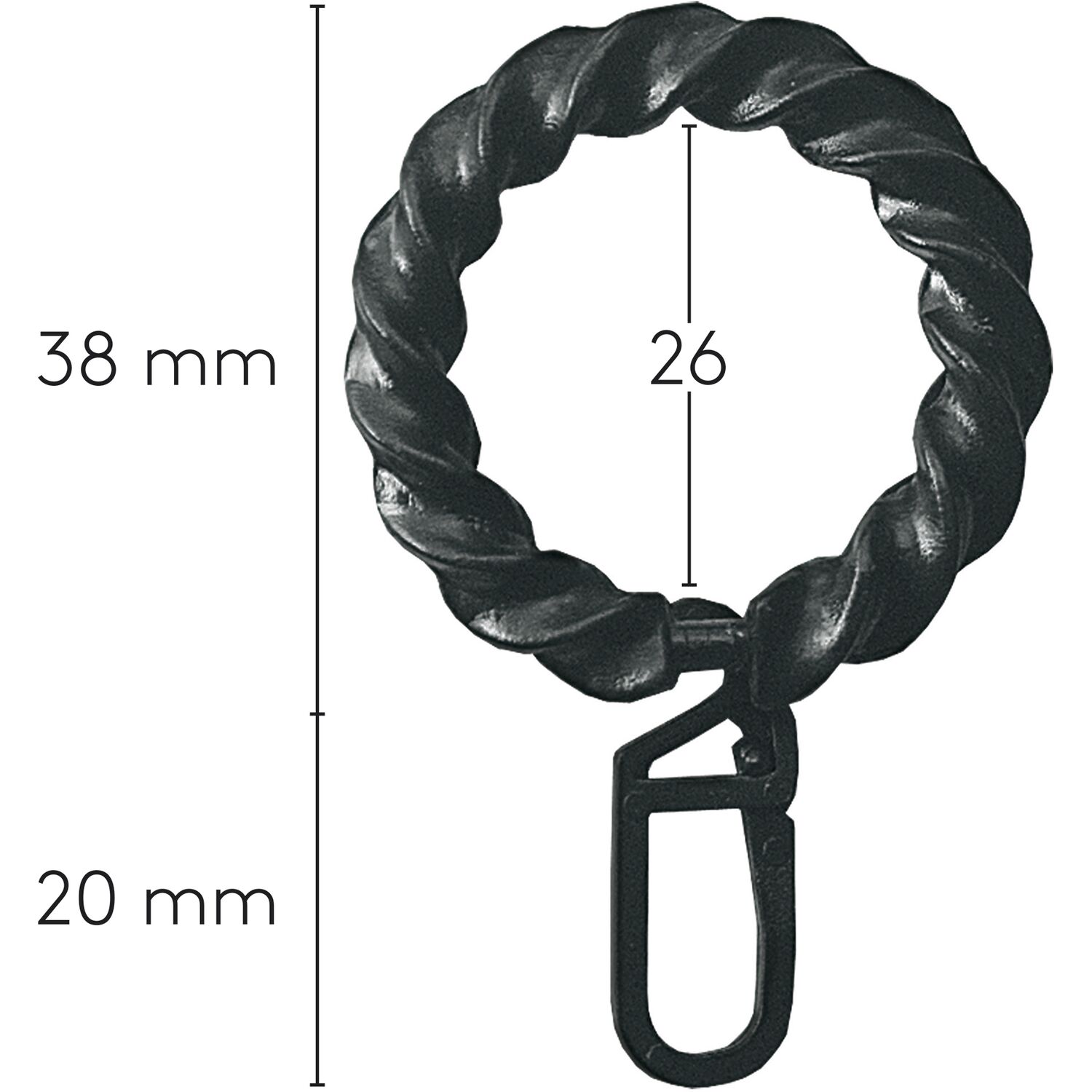 LEHA Vorhangring Rustikal Kunststoff schwarz