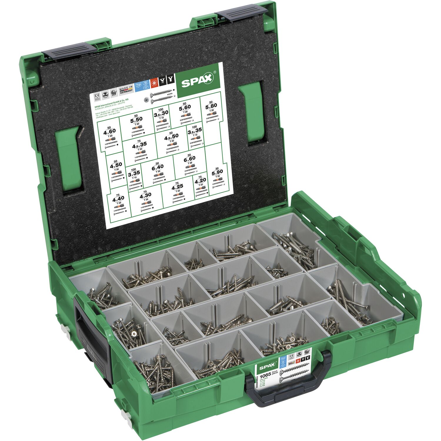 Spax Senkkopf Montagekoffer / LBOXX TSTAR plus Edelstahl A2 ( 1.070 Stk ) (1070Stk)