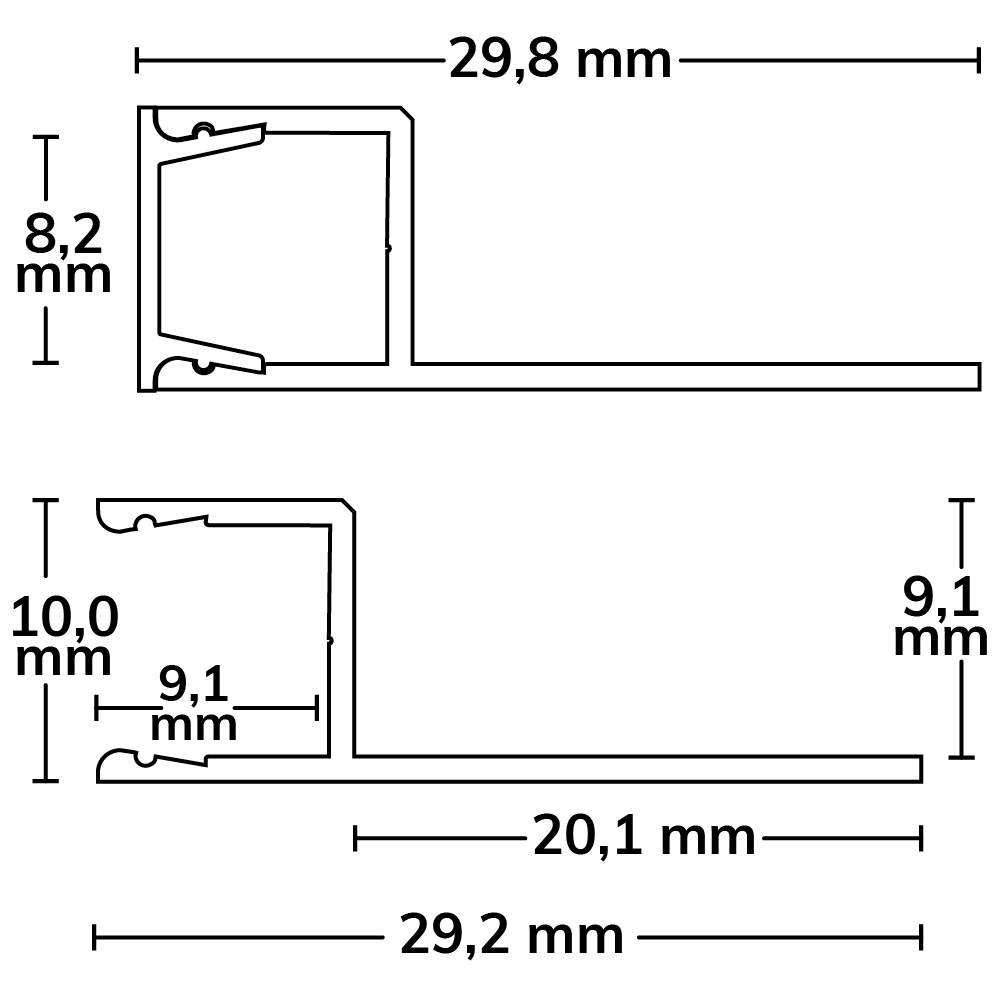 ISOLED LED Fliesenprofil UP8 weiß RAL 9003 200cm
