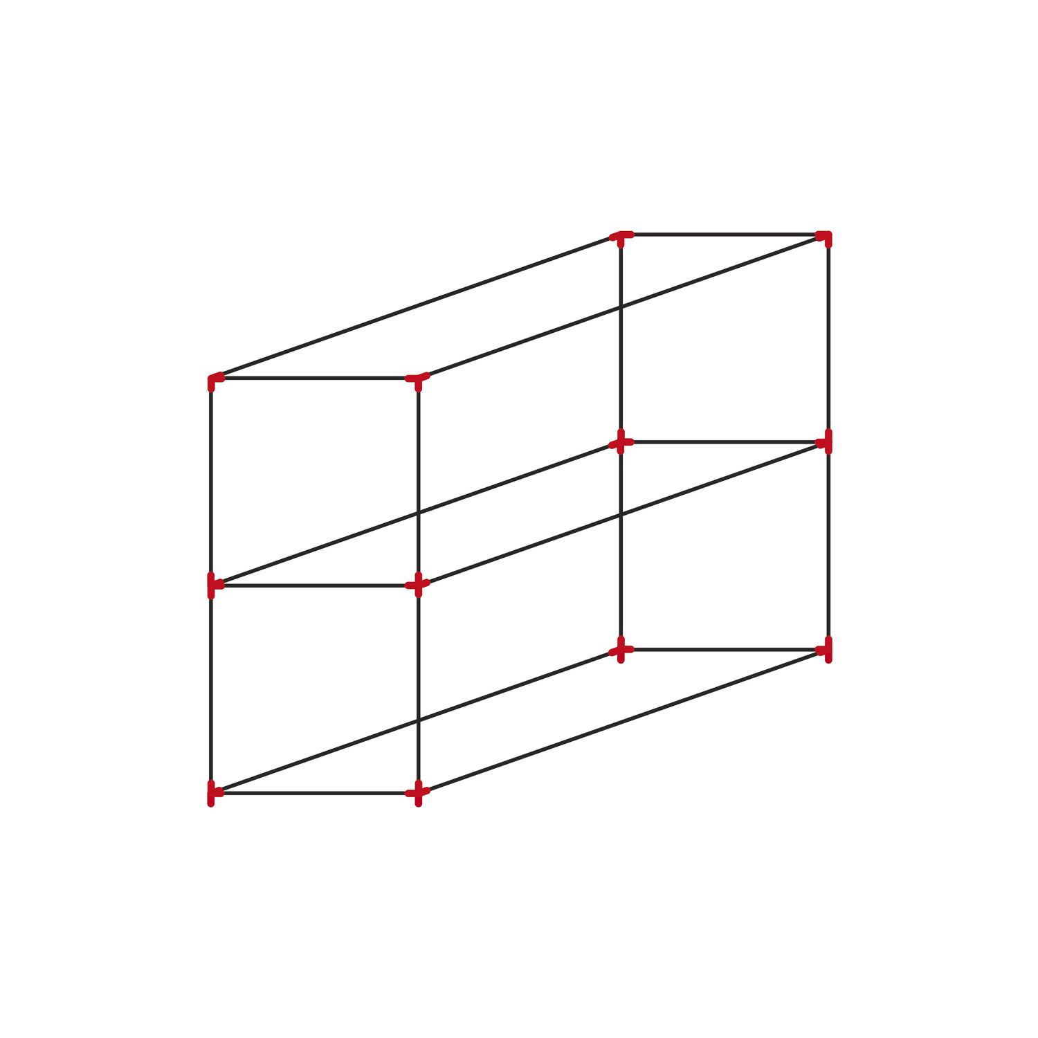 SCHÜCO ALUMIS Smartcube Eckknoten-Set freistehend 2-fach vertikal schwarz