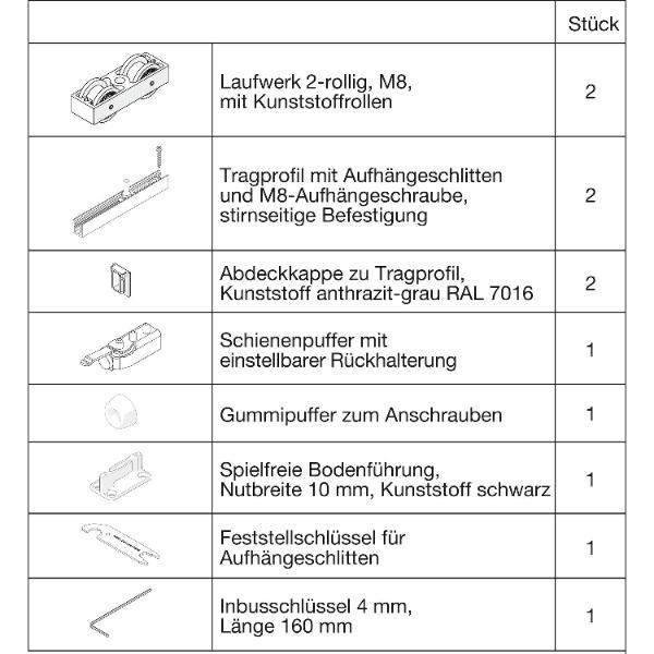 Hawa HAWA Junior 40/B Beschlagset Holz ohne Laufschiene