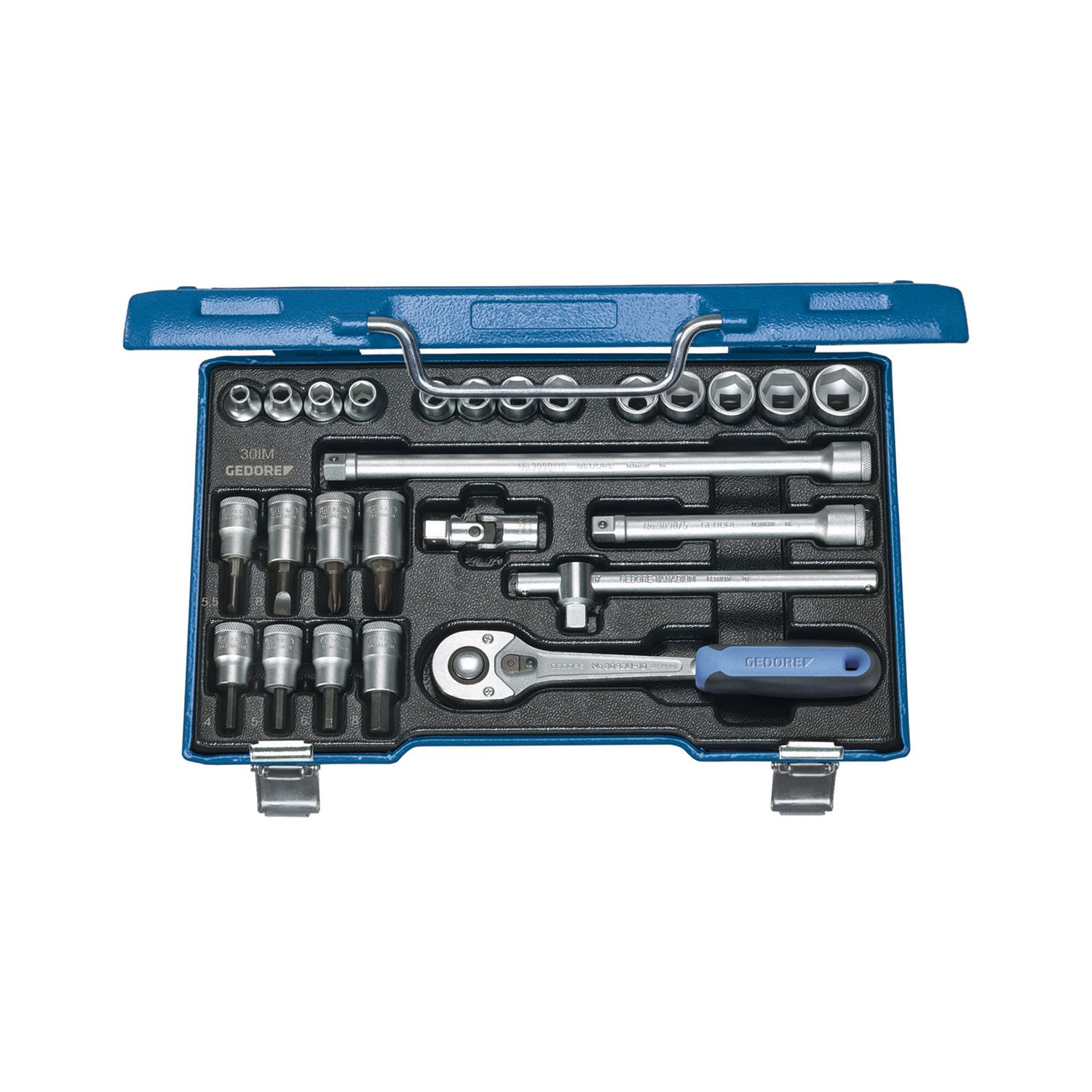 Gedore Steckschlüssel-Satz 30IMU-10 3/8"vierkant mit Umschaltknarre 26-teilig
