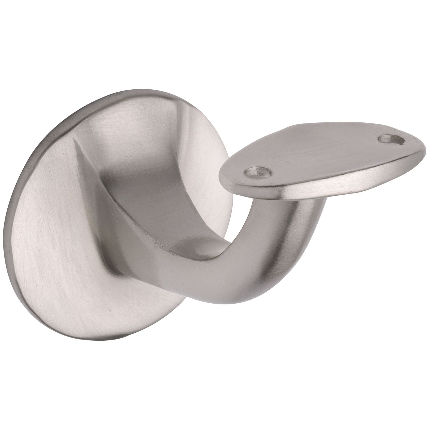Marchesi Handlaufträger mit gewölbter Auflage, Wandabstand 65mm, Messing vernickelt matt