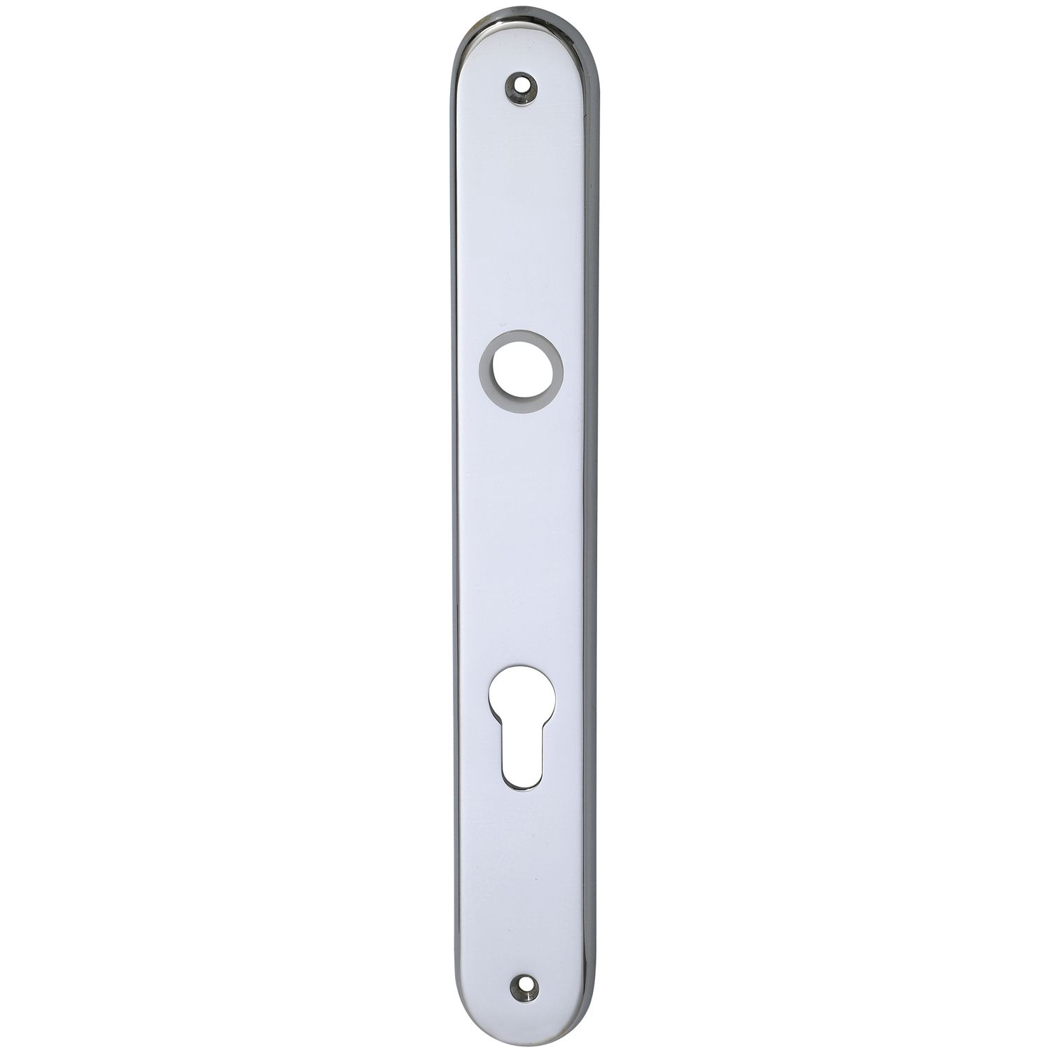 Haustür - Langschild ELEGANT 22, PZ88, Ansatz 16 mm, Messing verchr