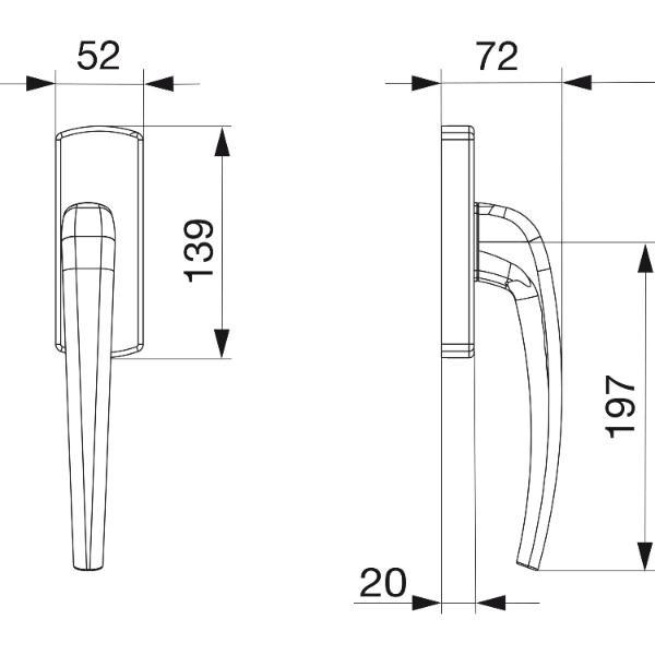 Maco #455692 SKB-Z Drehgriff für Aufsatzgetriebe rechts Aluminium silber eloxiert