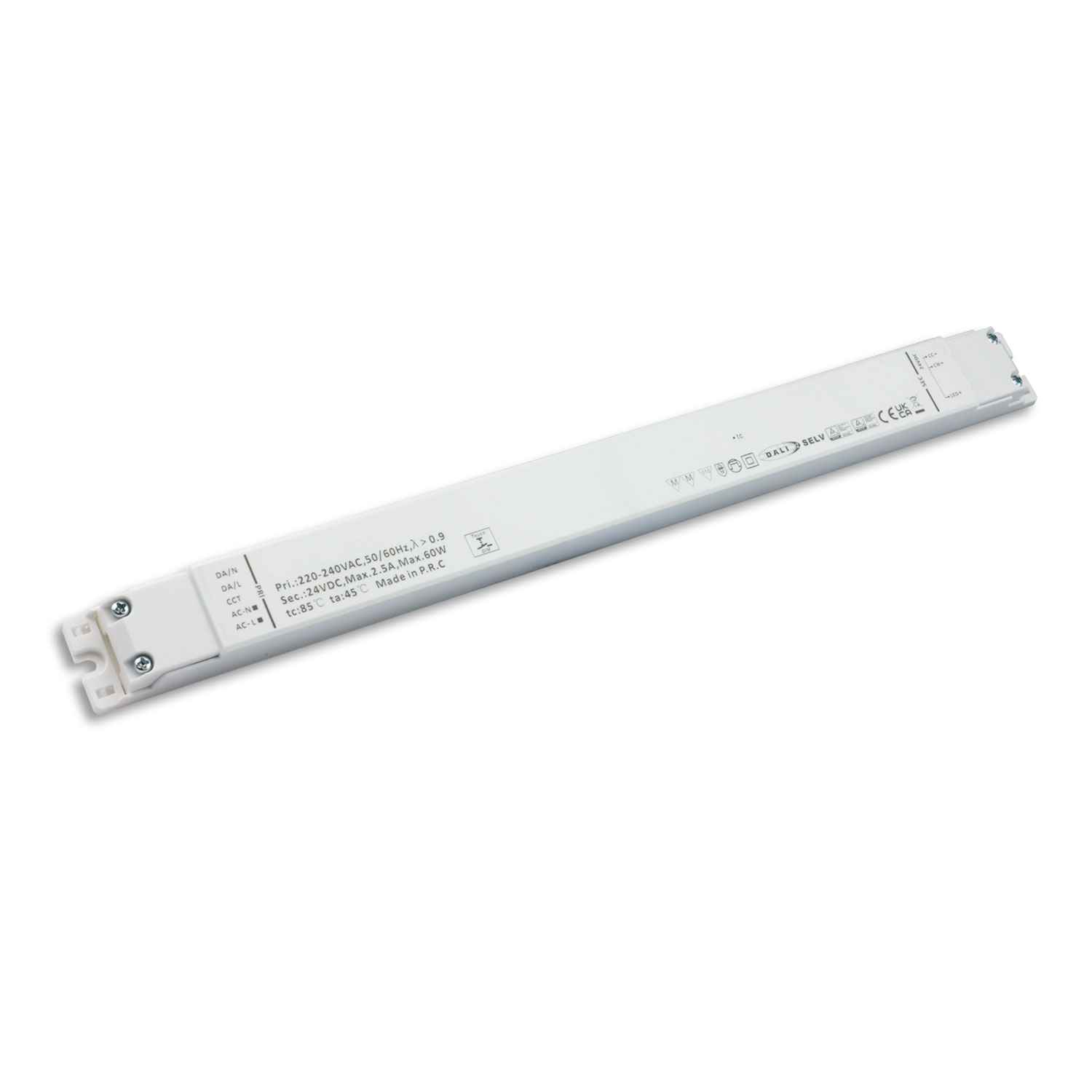 ISOLED LED CCT PWM-Trafo 24V/DC 0-60W 2 Kanal ultraslim Push/DALI-2 DT8 dimmbar SELV
