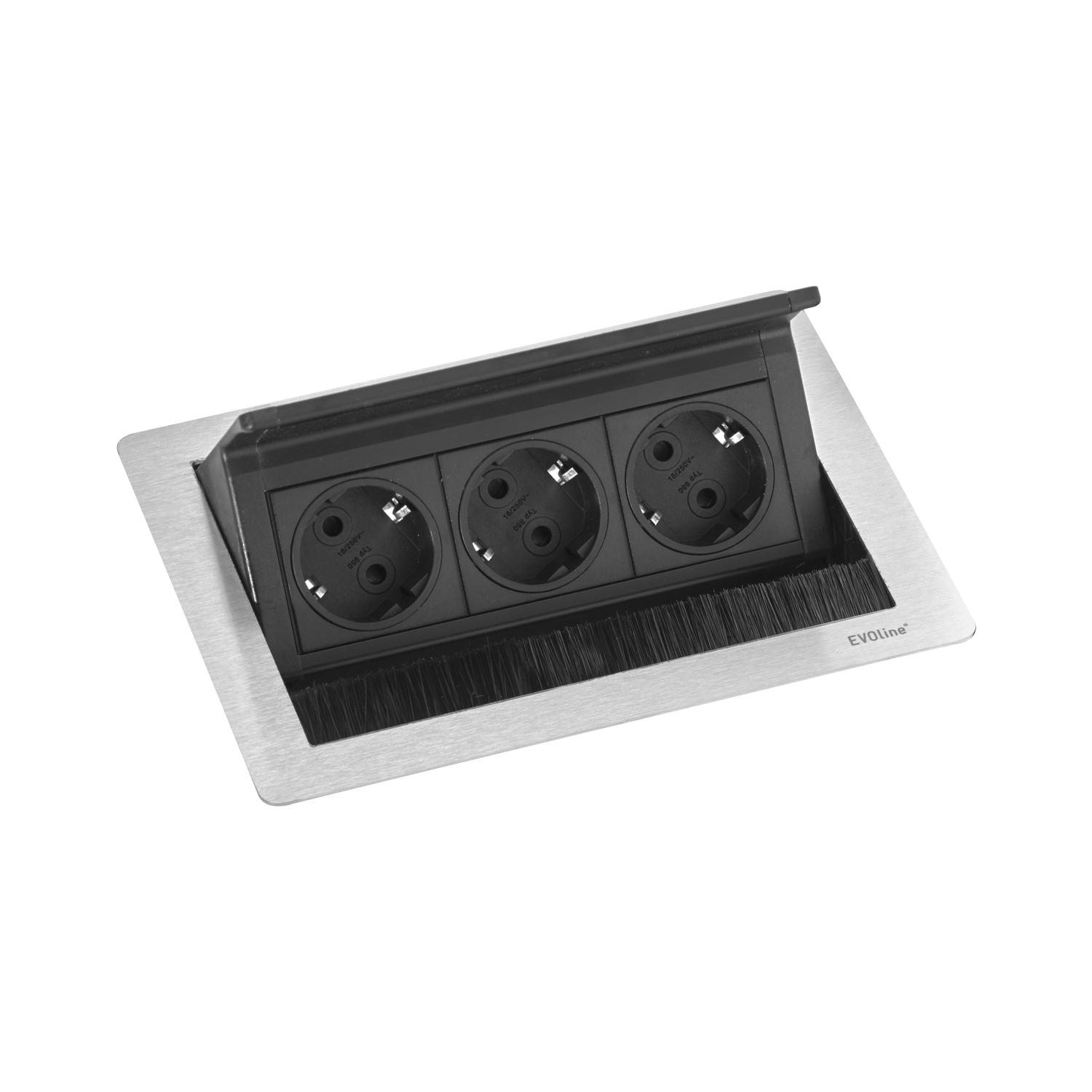 EVOline Flip Top Push S 3xSchuko Edelstahl
