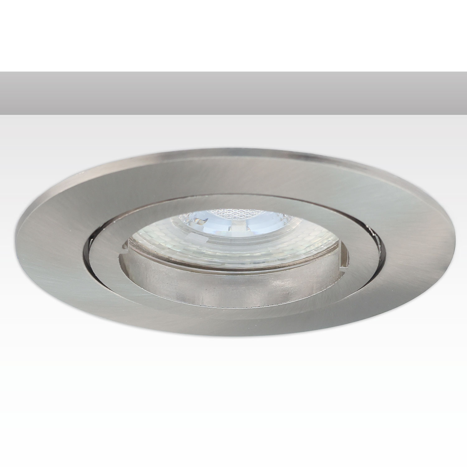 ISOLED Einbaurahmen rund Loch 68mm Alu Nickel-Satin für GU10/MR16 Spots