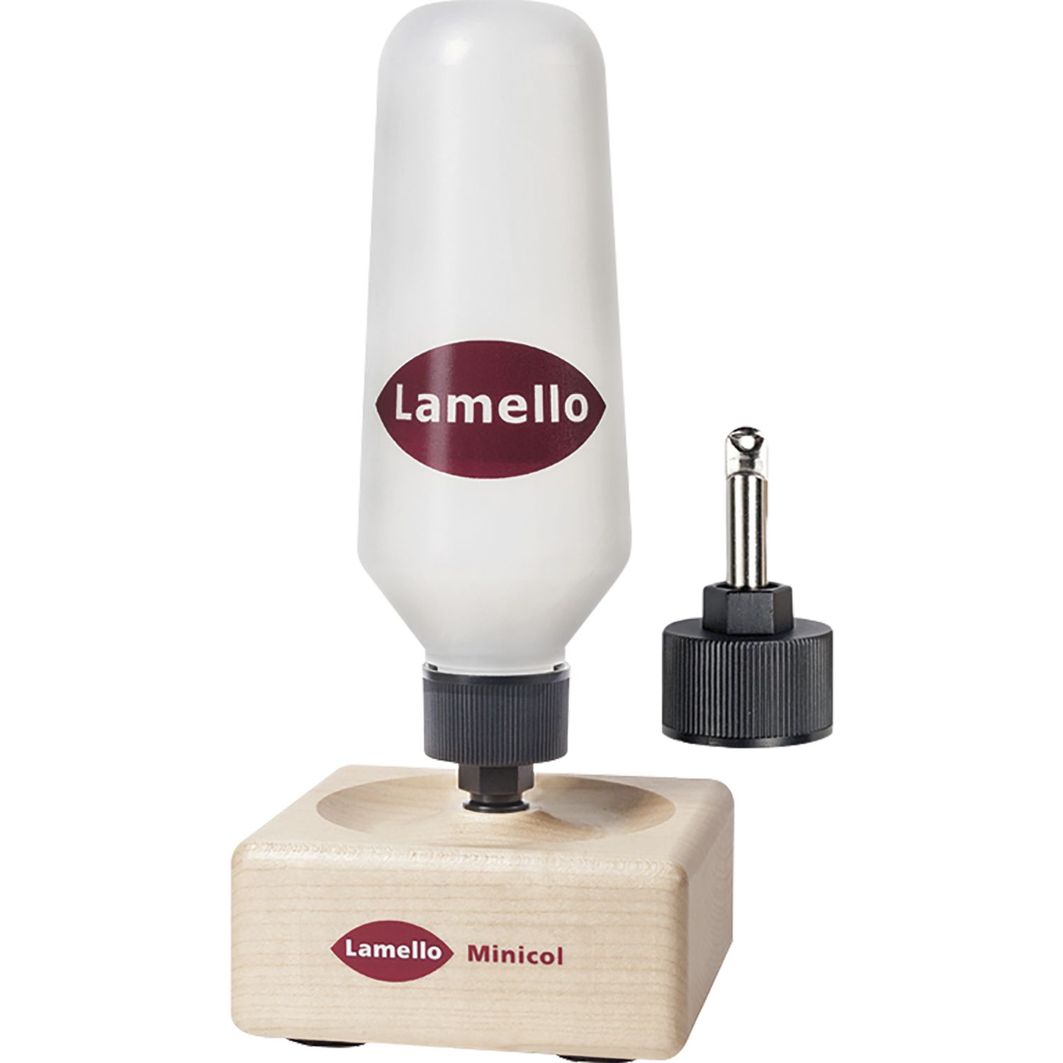 Lamello Leimgerät Minicol Modell M mit Leimbehälter, Metalldüse und Sockel
