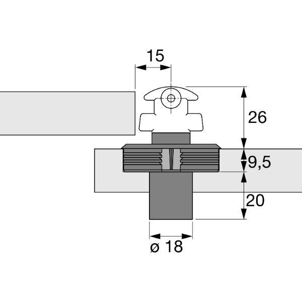 Hettich Prestige 2000 Zylinder Druckschloss ø18 Stahl vernickelt