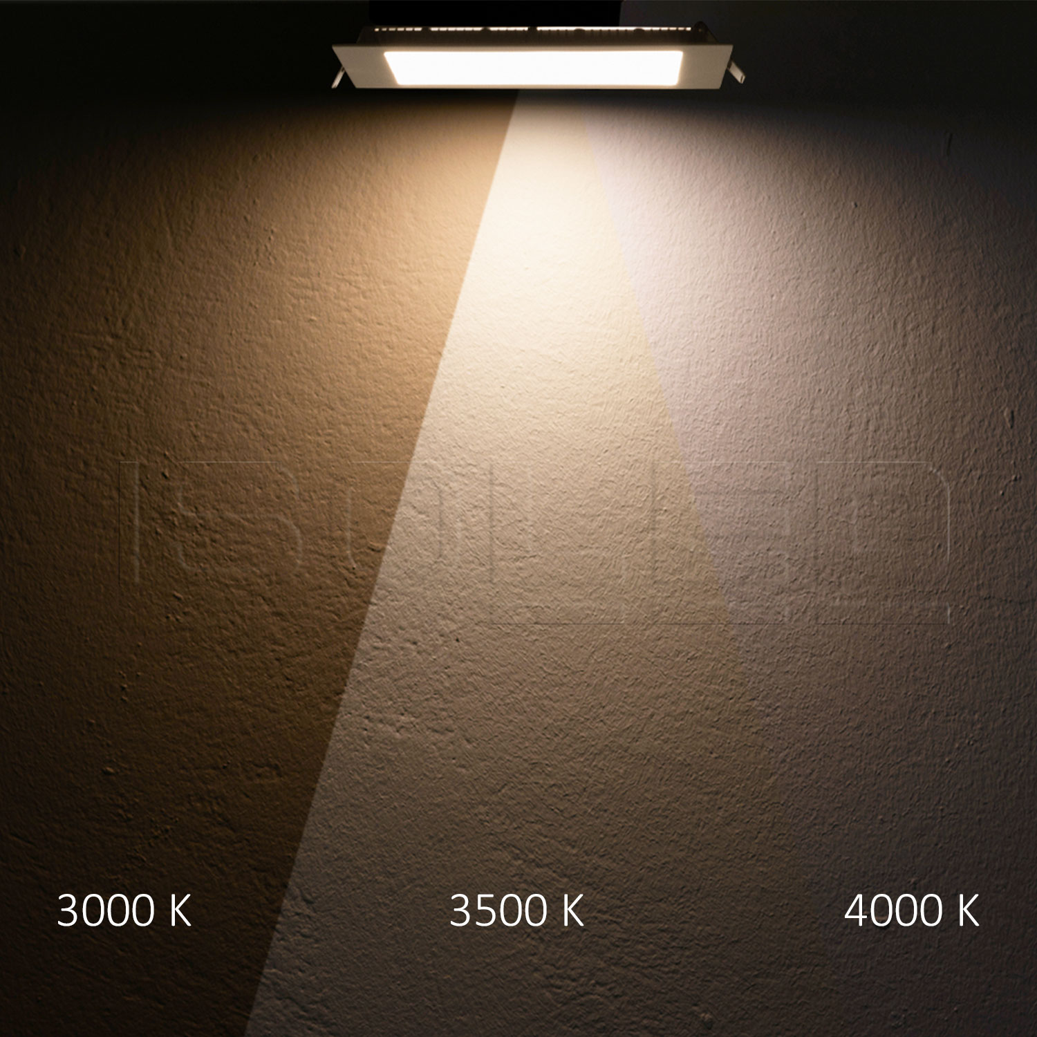 ISOLED LED Downlight 18W eckig ultraflach schwarz 225x225mm ColorSwitch 3000|3500|4000K dimmbar