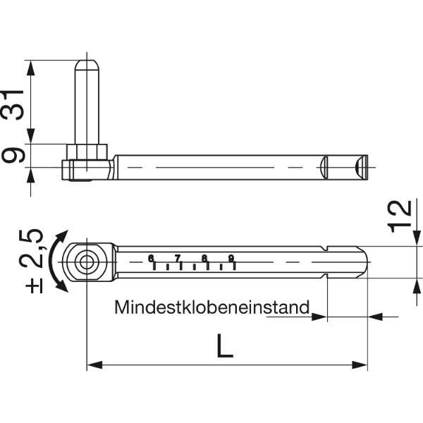 Maco #209419 Rustico Ladenverstellkloben BLR mit Seitenverstellung Größe L135 schwarz