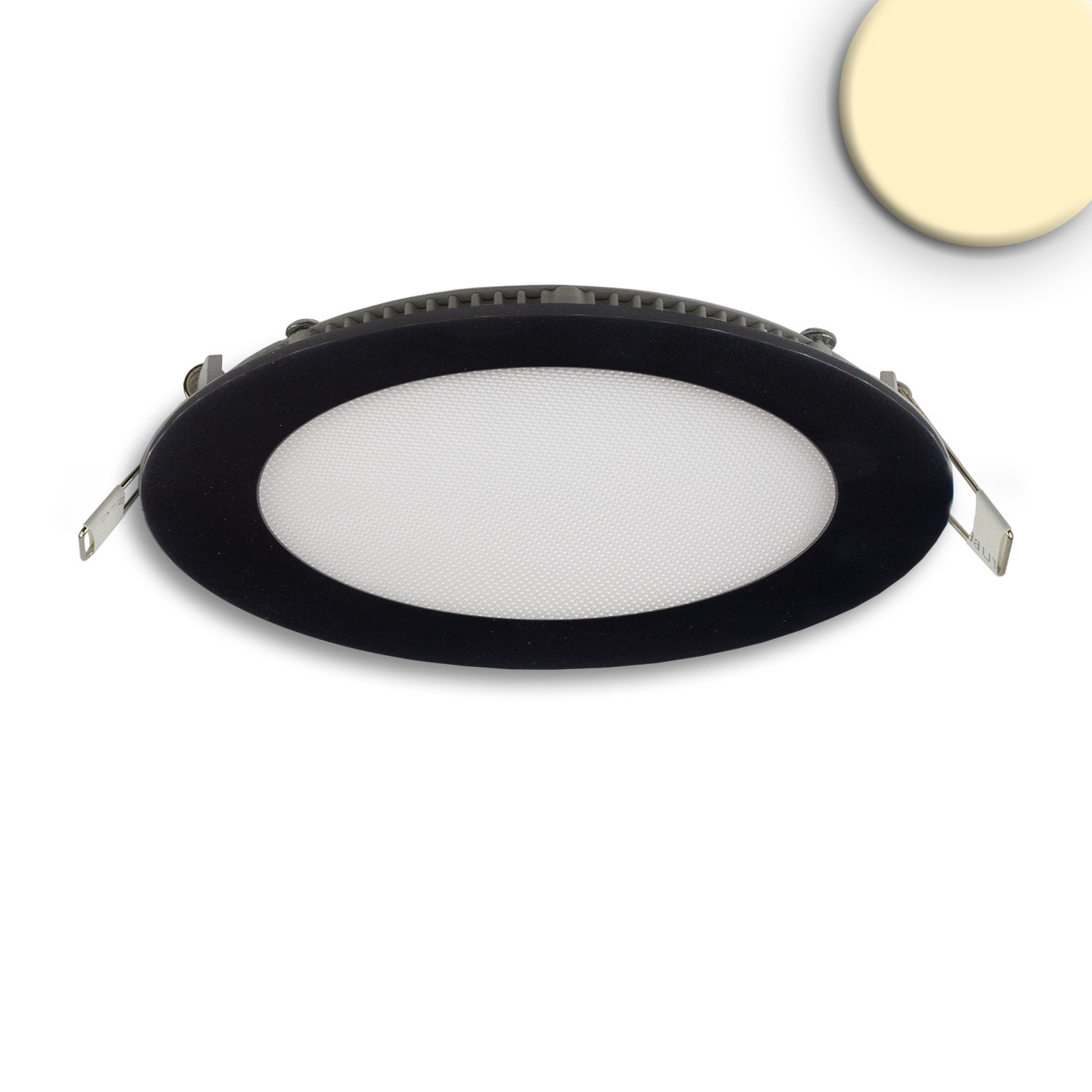 ISOLED LED Downlight 12W rund ultraflach blendungsreduziert schwarz warmweiß dimmbar CRI90