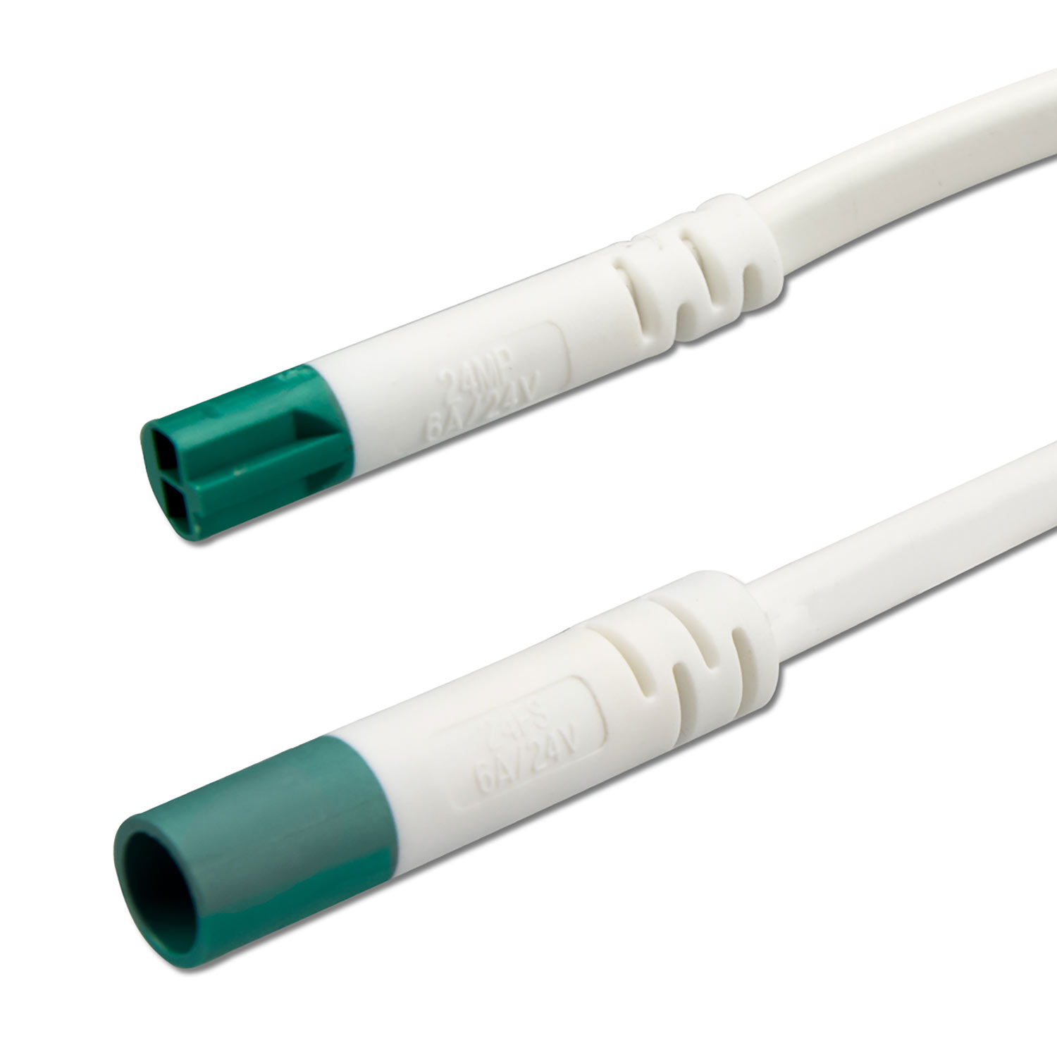 ISOLED Mini-Plug Verlängerung male-female 3m 2x0,75 IP54 weiß-grün max. 48V/6A