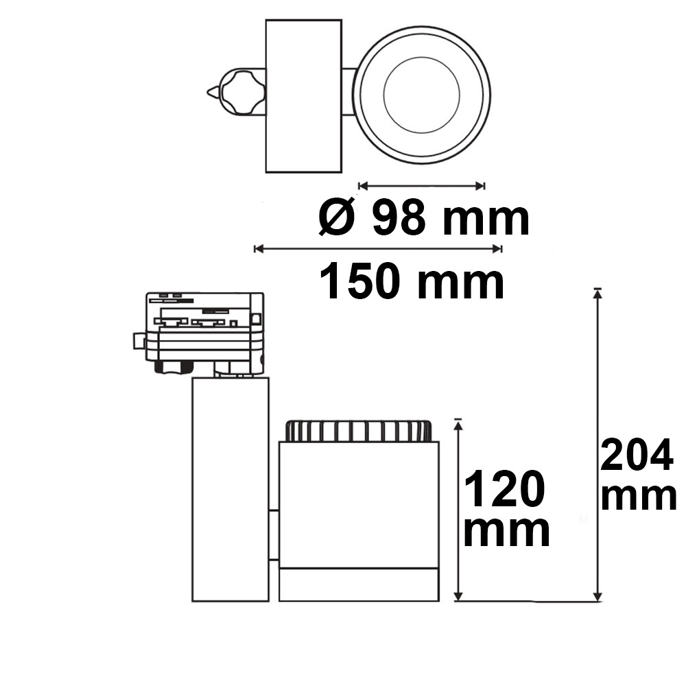 ISOLED 3-Phasen Schienen-Strahler fokussierbar 30W 30°-50° schwarz matt 3000K dimmbar