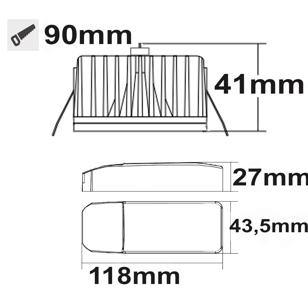 ISOLED LED Einbaustrahler Sys-90 12W ColorSwitch 3000|4000K dimmbar (exkl. Cover)