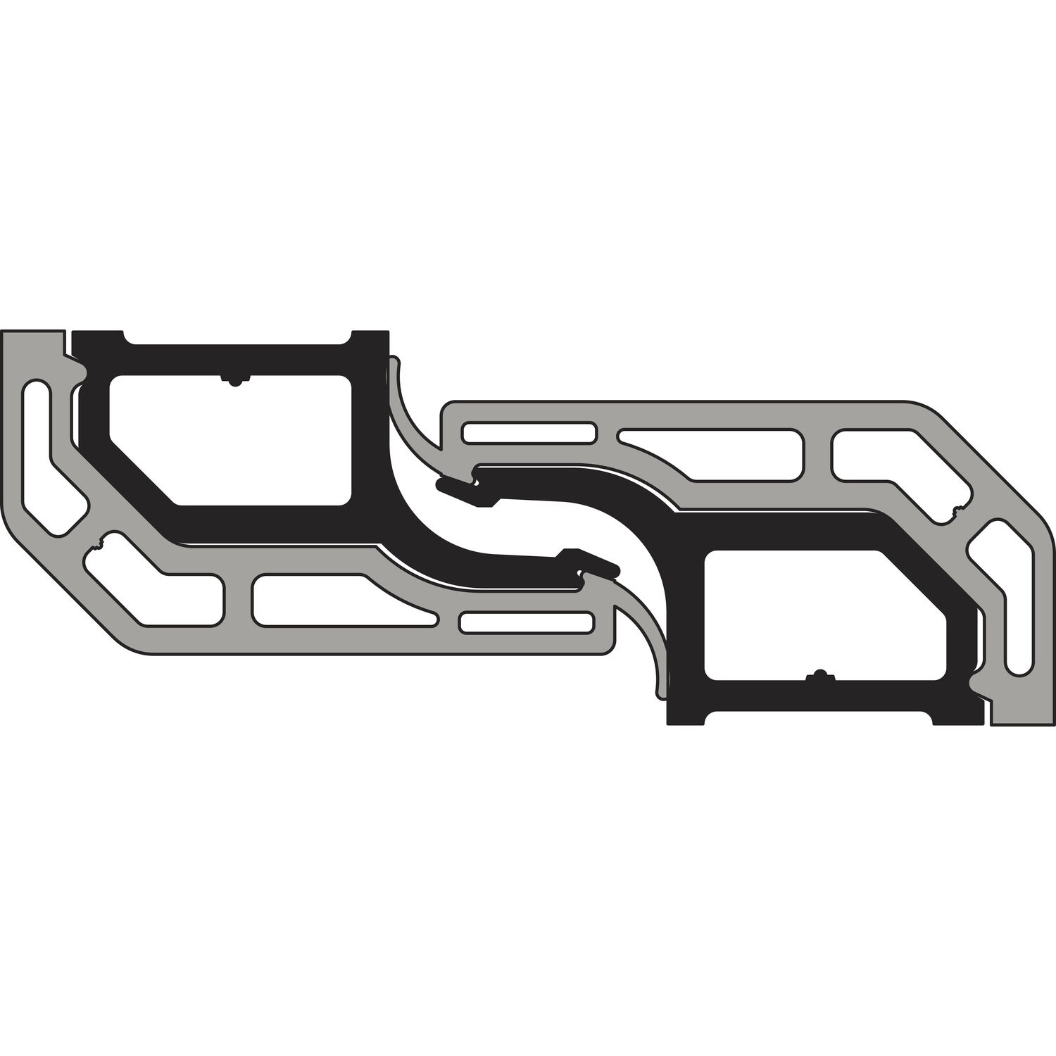 GU -937/934 HS Mittelstoßsicherung-Set Flügelabstand 25-29 mm L=2400 mm grau
