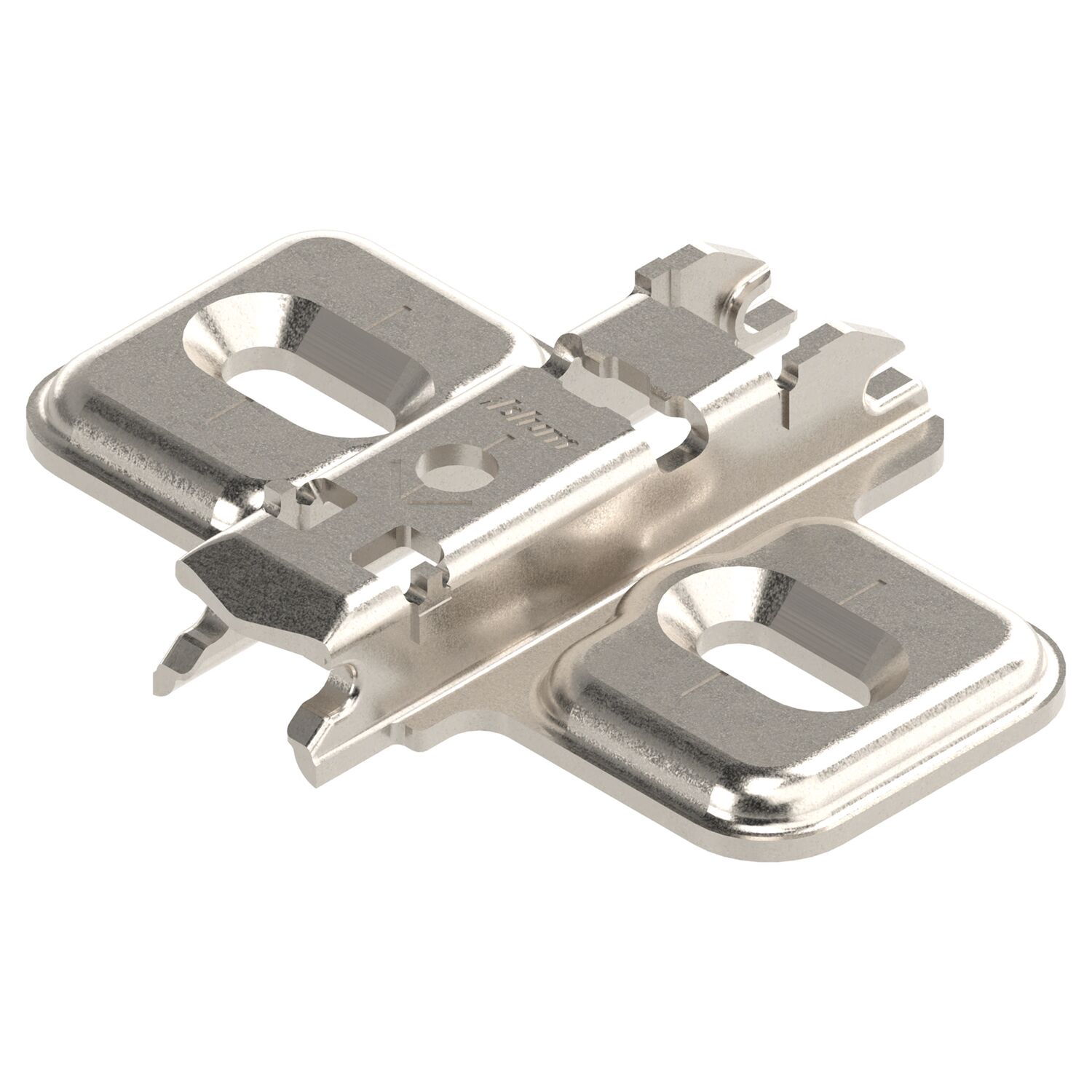 blum CLIP Kreuzmontageplatte Langloch, Stahl, Schrauben, Distanz 0 mm