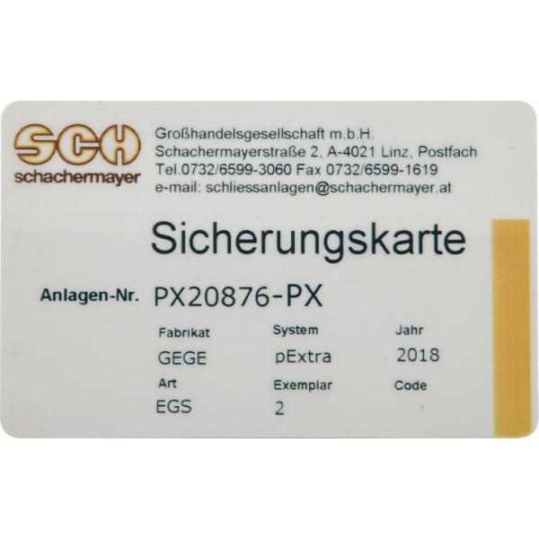 dormakaba Zweitschrift Sicherungskarte DORMAKABA pextra / pextra Q / expert plus