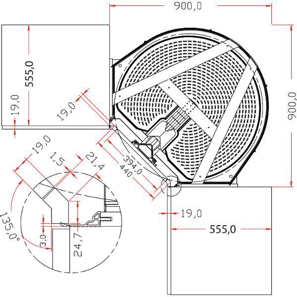 ninka mondo Eckschrank-Drehbeschlag Winkelfalttür 90 Grad Korpusbreite 900mm