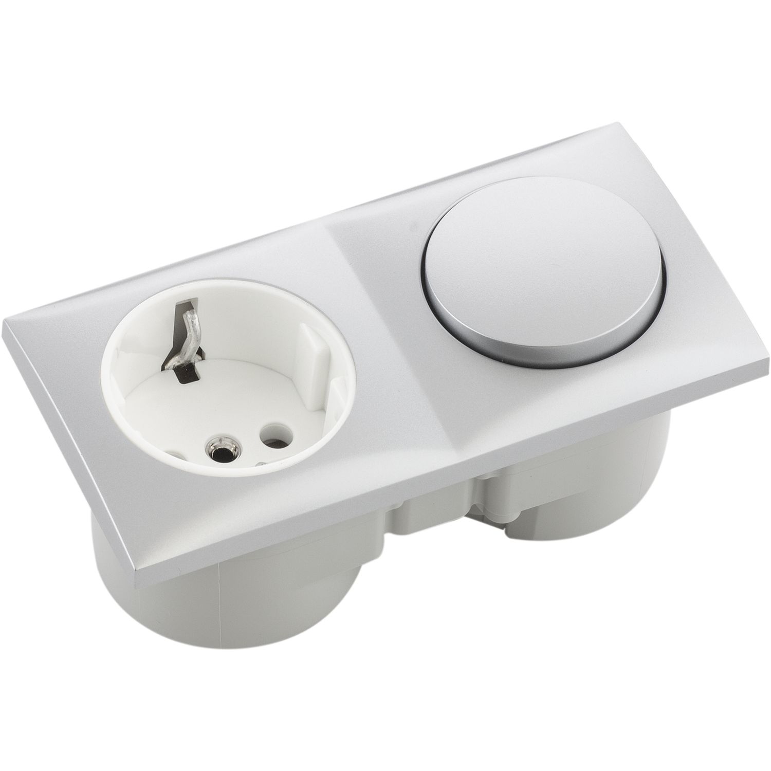 Berker Integro Flow Schalter chrom matt + Steckdose polarweiß Berker Integro Flow Schalter chrom matt + Steckdose polarweiß