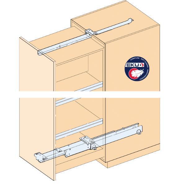 Hawa HAWA-FORTE Schrankauszug Länge 780 mm, Tiefe 785 mm, KB lichtgrau RAL 7035