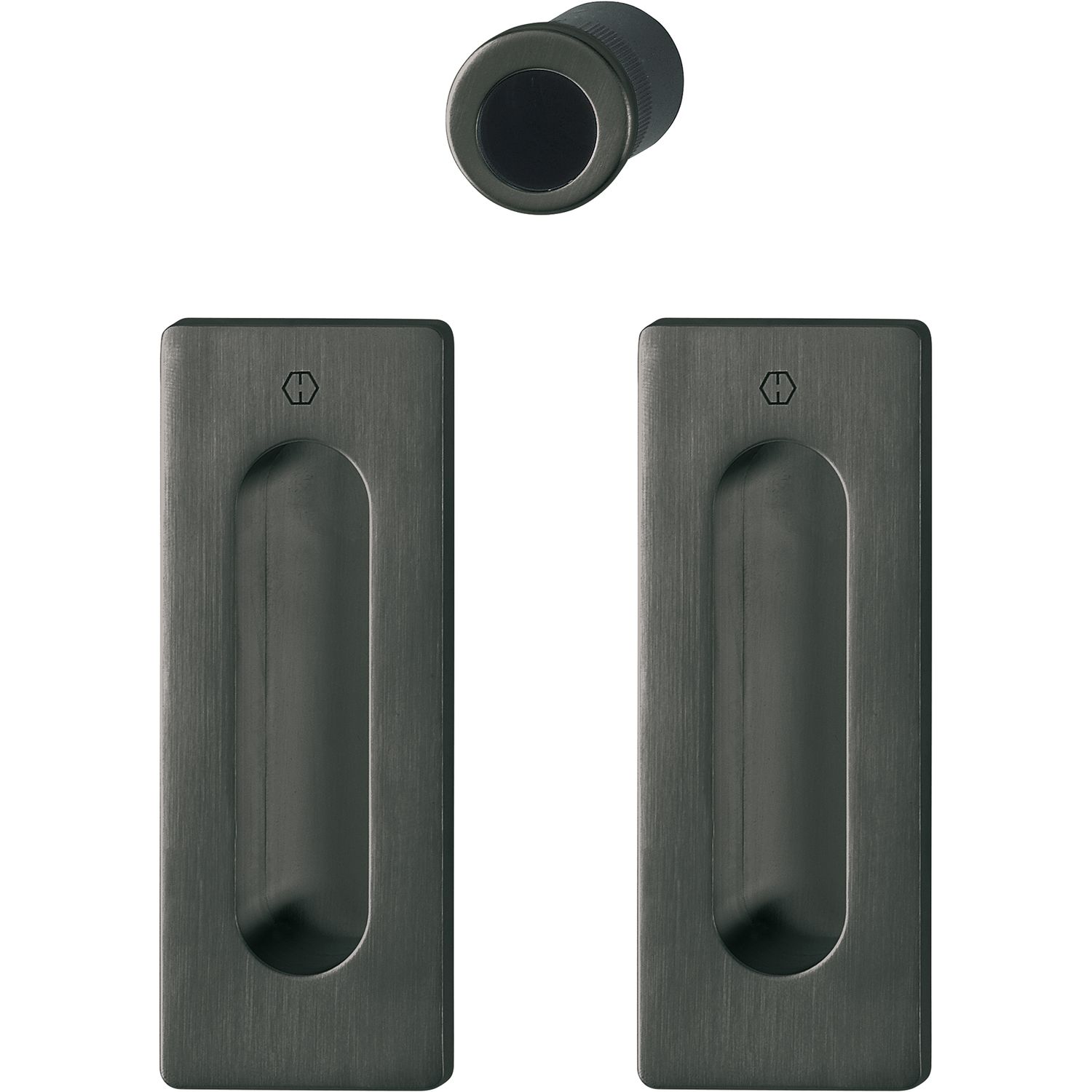Hoppe HOPPE Schiebetürmuschel Set M464 - BL, eckige Rosette, schwarz satiniert