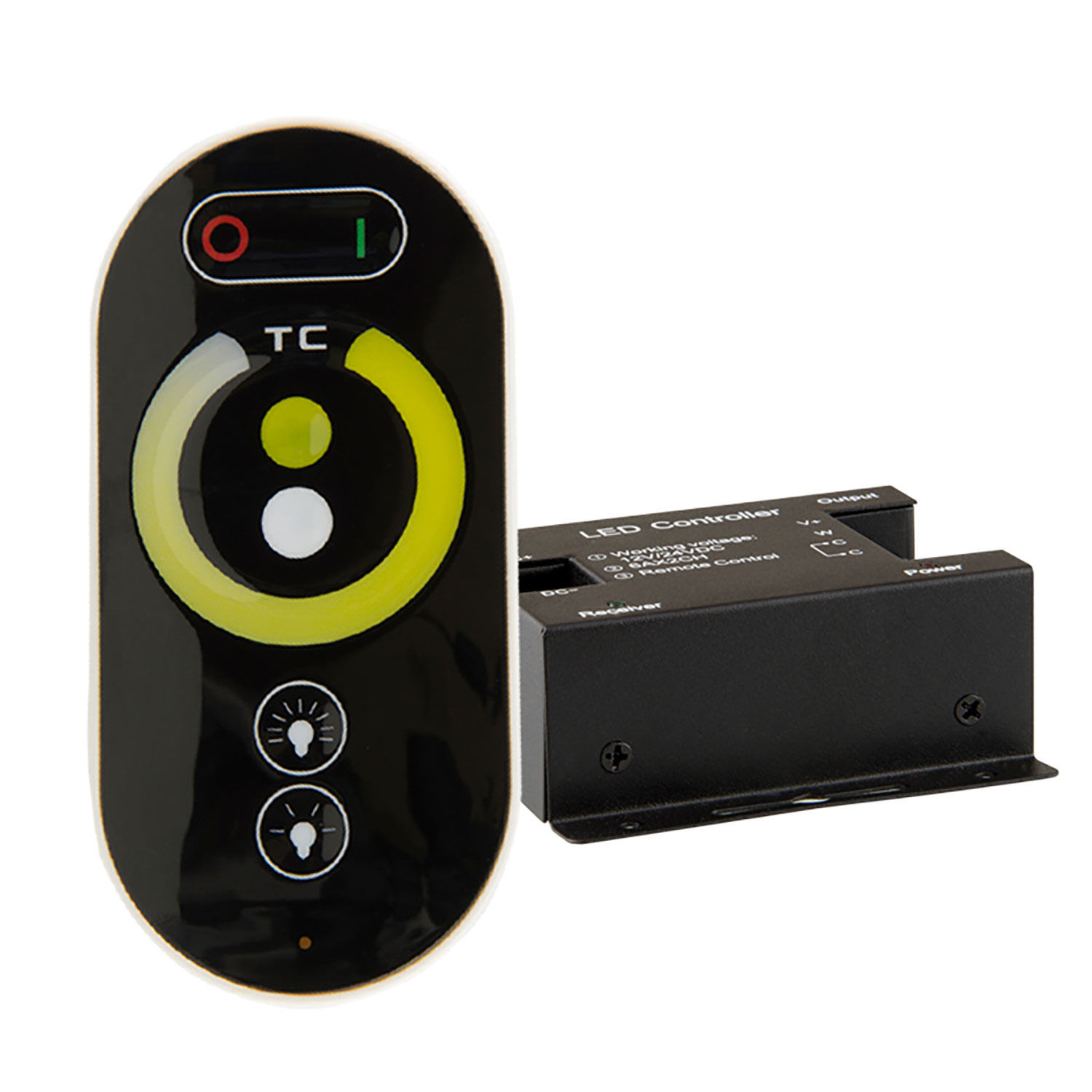 ISOLED Wireless Touch weißdynamischer PWM-Dimmer mit Funk-Fernbedienung 12-24V DC 2x6A