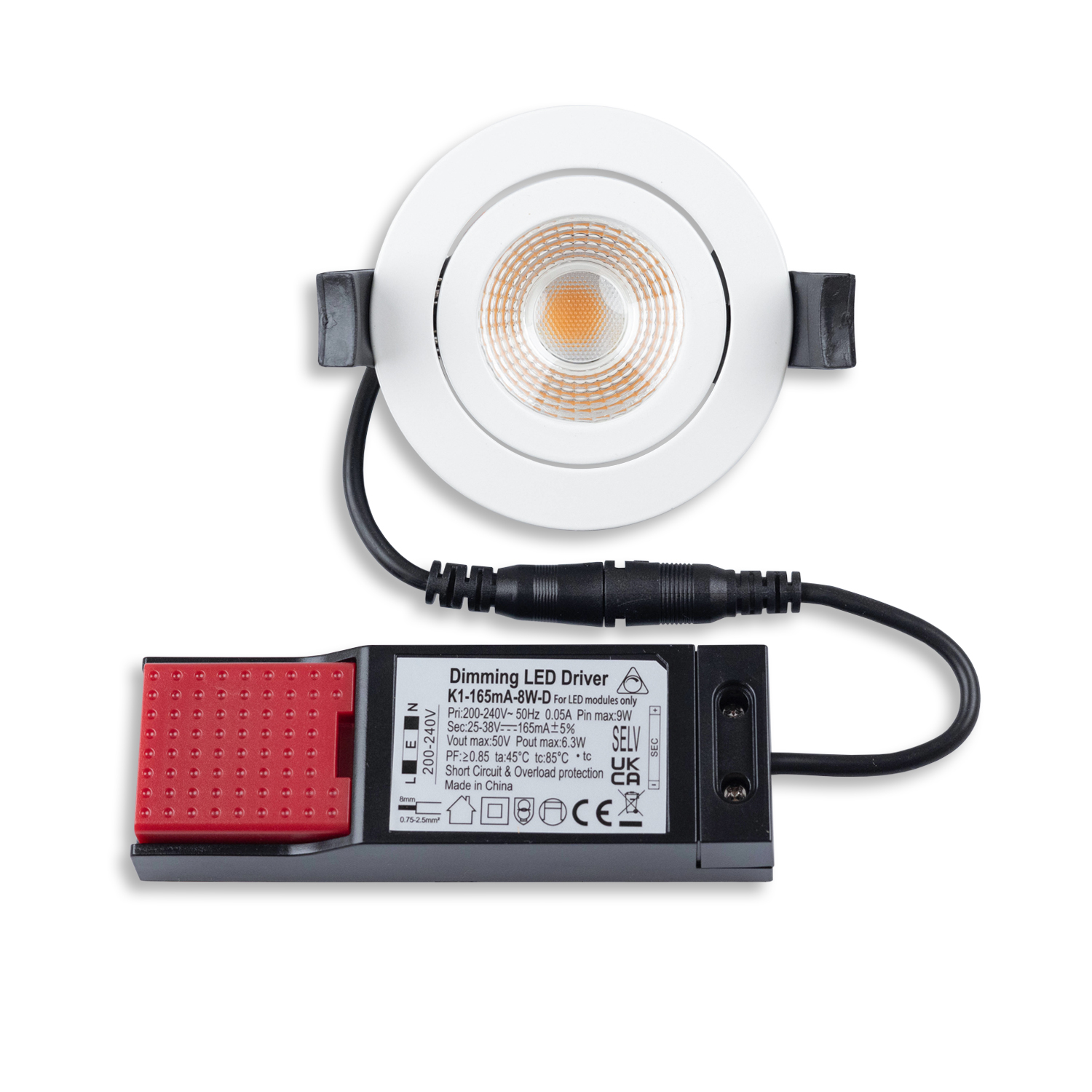 ISOLED LED Einbaustrahler weiß 8W 36° rund warmweiß IP65 dimmbar
