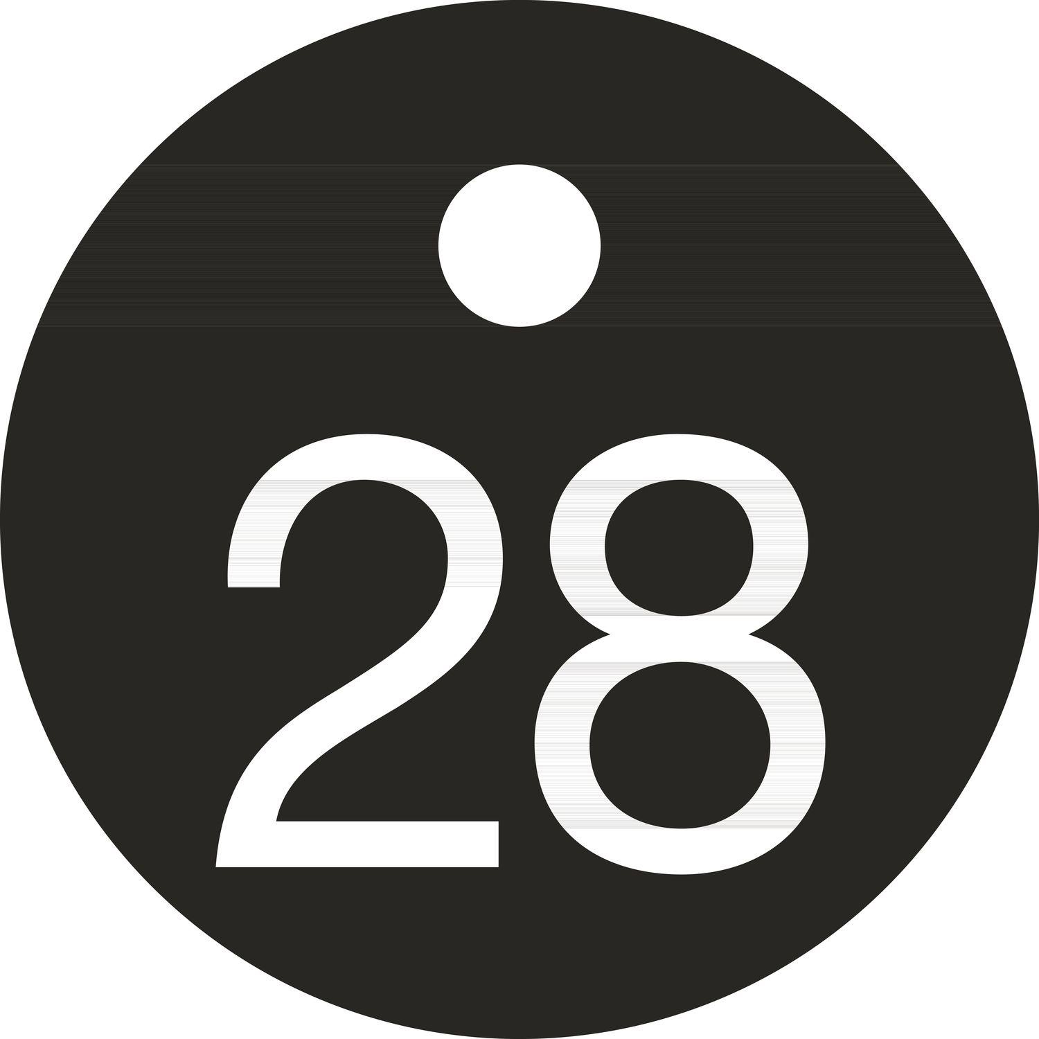 Schlüsselnummer - ø 25, Nummer 28, Aluminium schwarz eloxiert