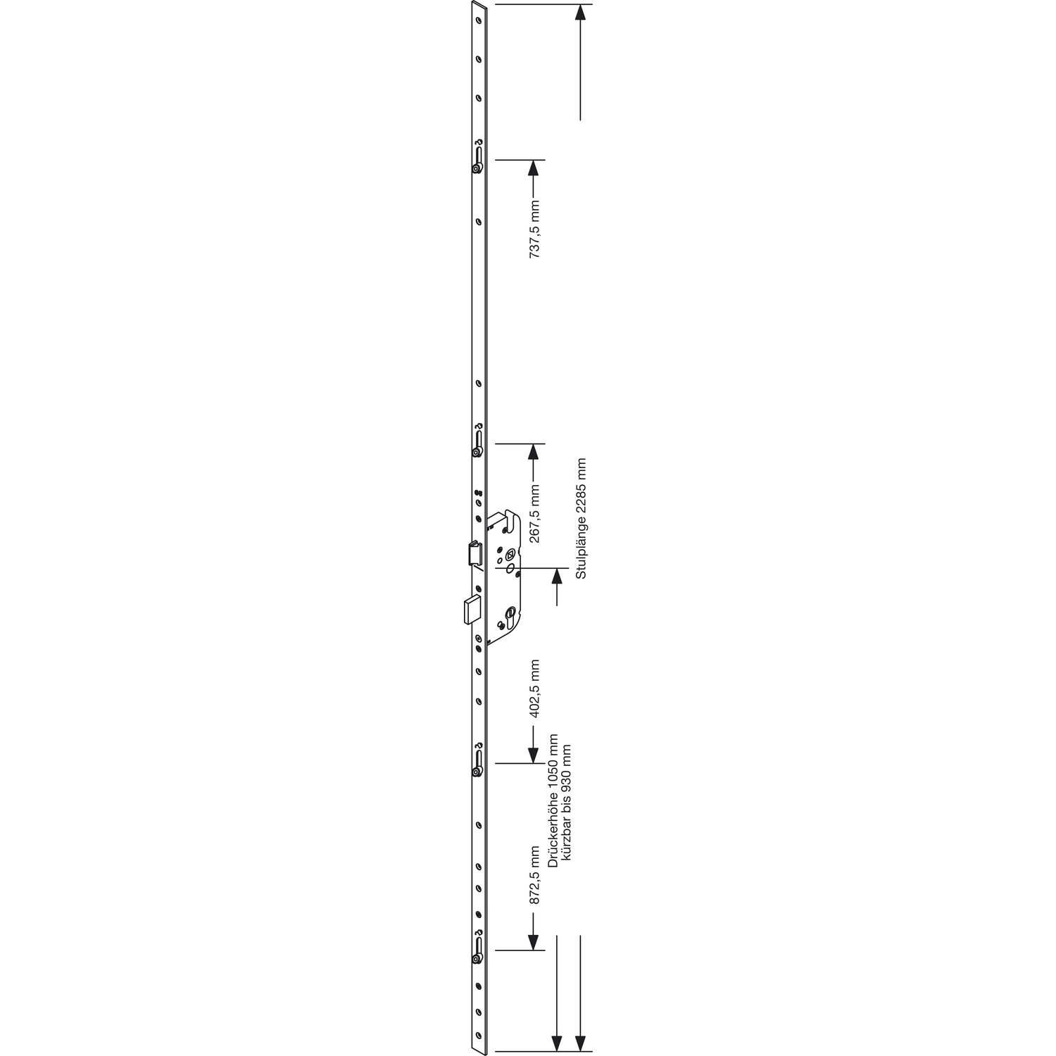GU MFV-Schloss Secury R4 DIN, DM 65 mm,Stulp 2285 x 20 x 3 mm eckig,silberfärbig