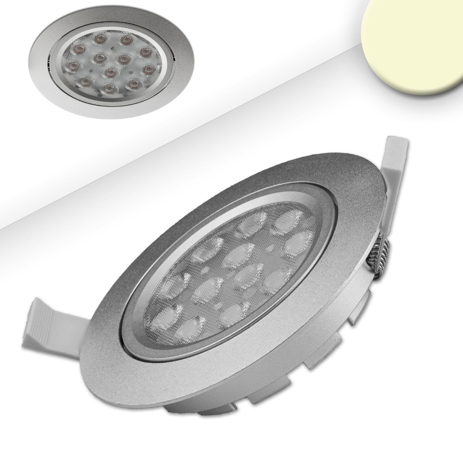 ISOLED LED Einbaustrahler silber 15W 72° rund warmweiß dimmbar