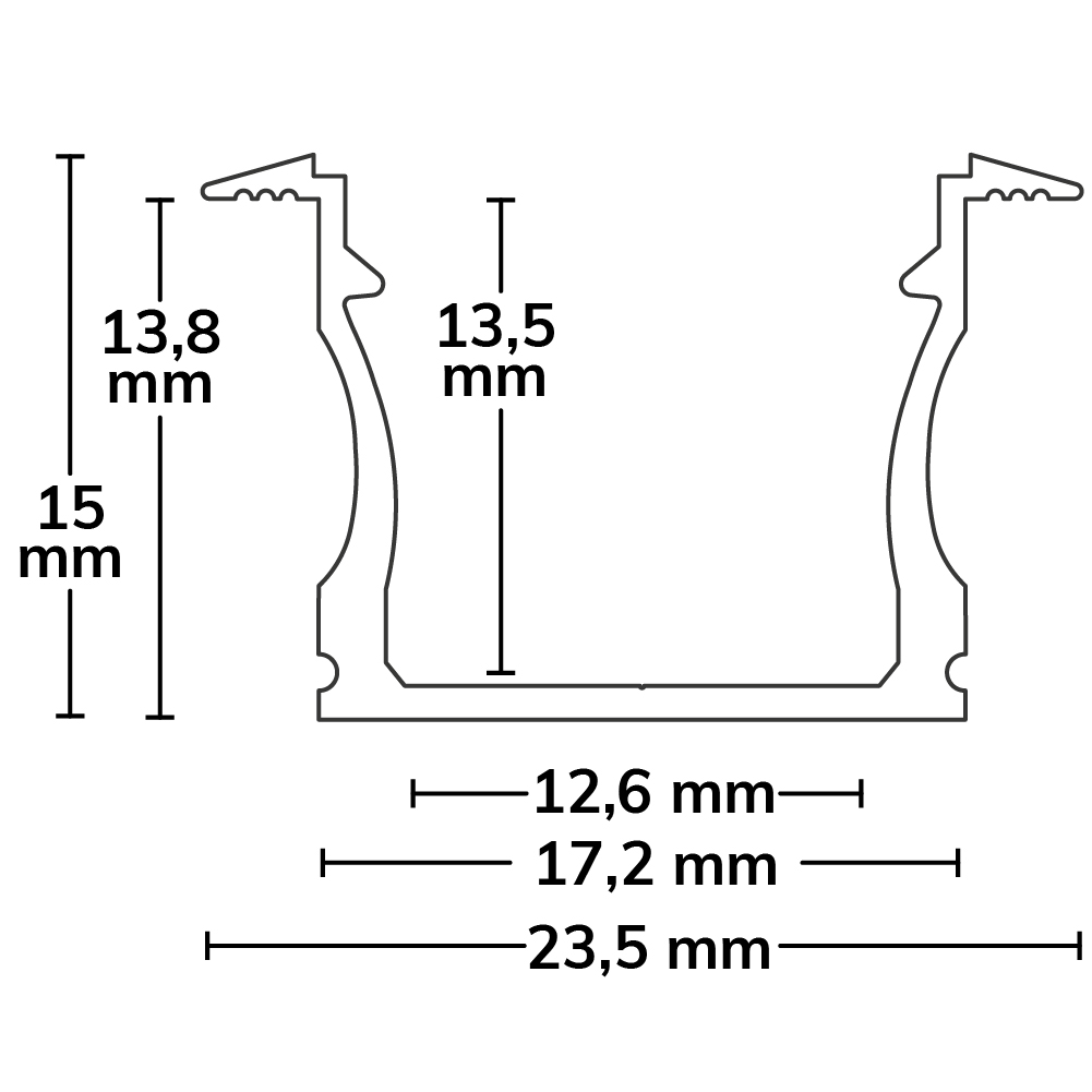 ISOLED LED Einbauprofil PURE12 D Aluminium eloxiert 300cm