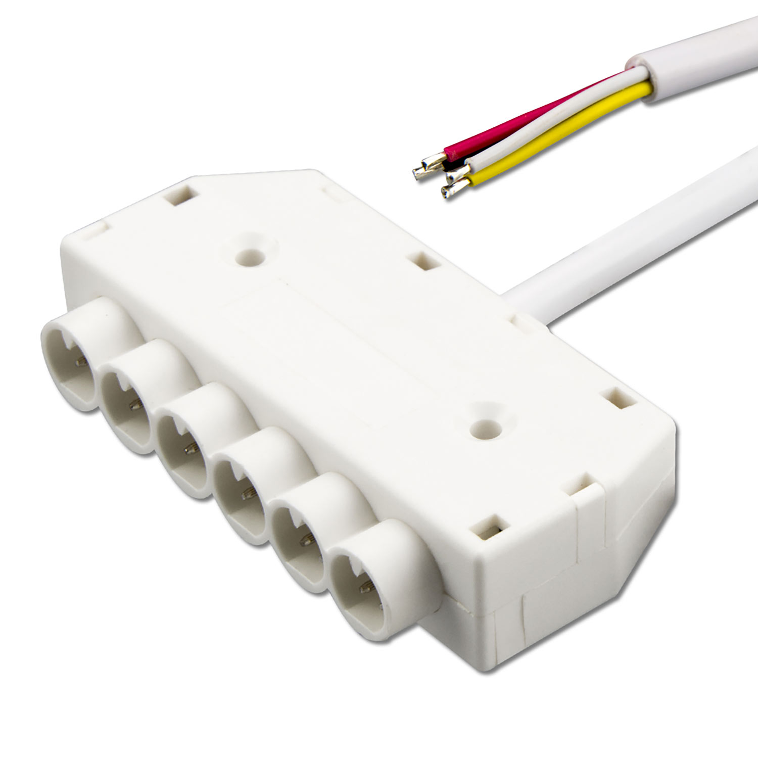 ISOLED Mini-Plug RGB 6-fach Verteiler female 1m 4-polig IP54 weiß max. 48V/6A