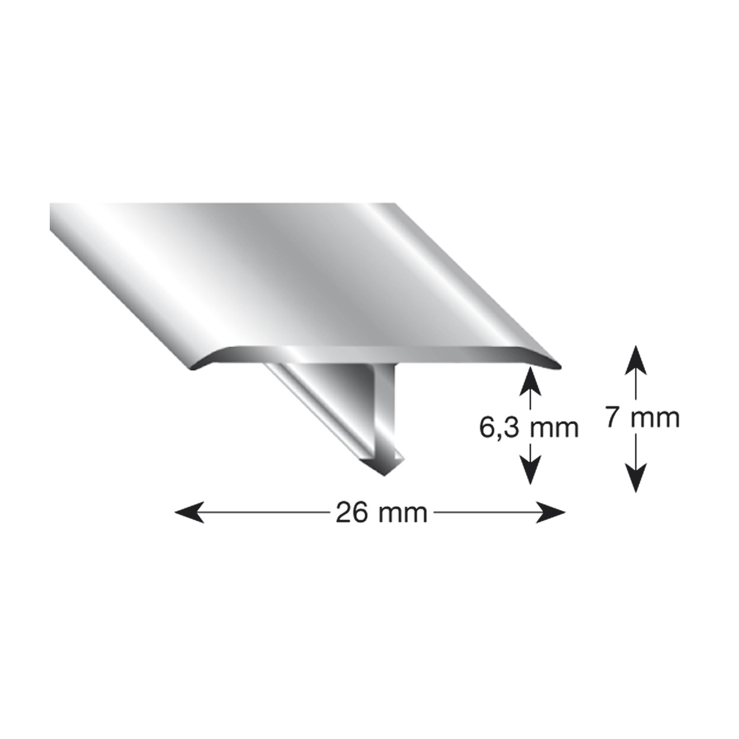 Kügele T-Profil Alu silber eloxiert 26/7/2700 mm