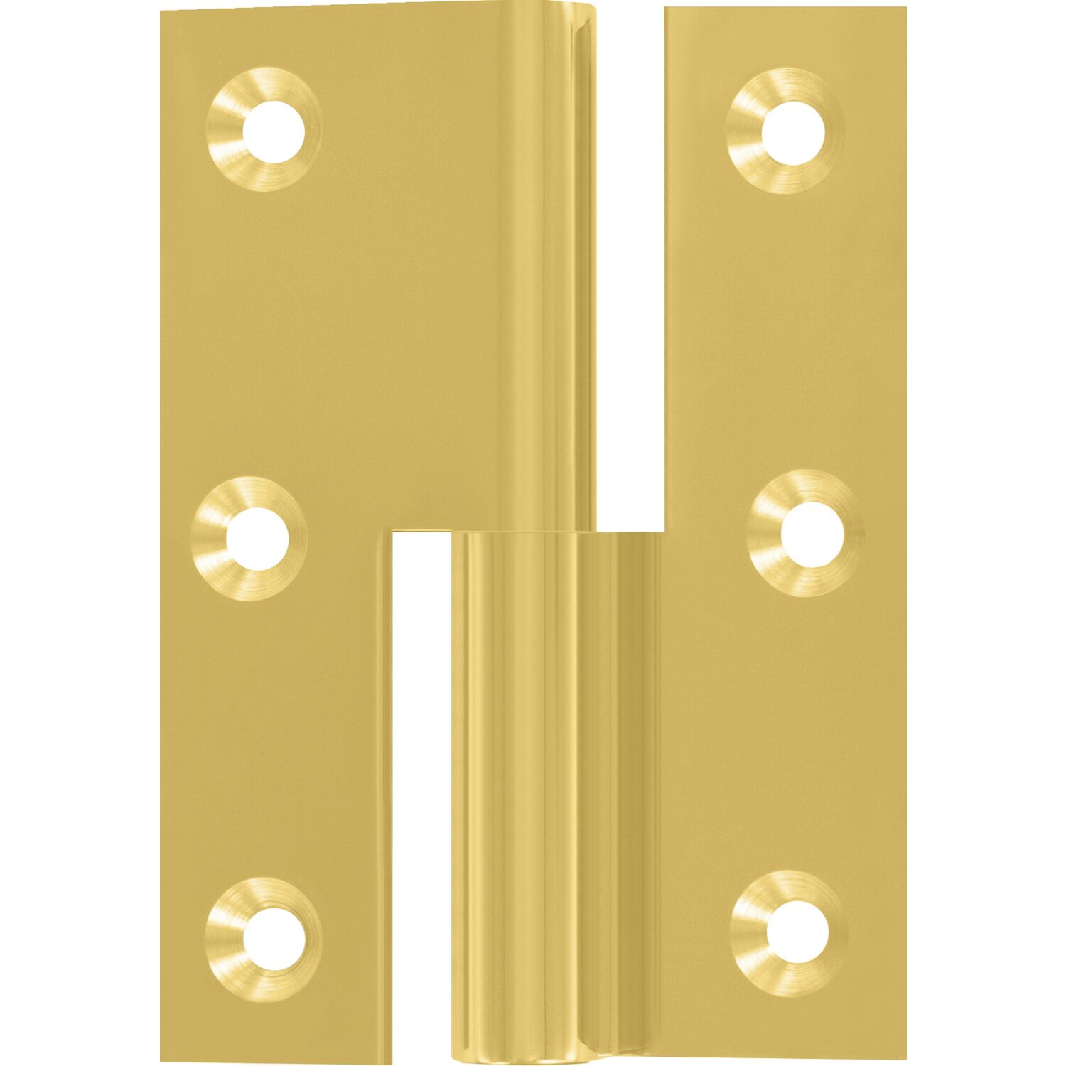 Möbelband Kröpfung B, Zylinderkopf links, 50x40 mm, Messing poliert