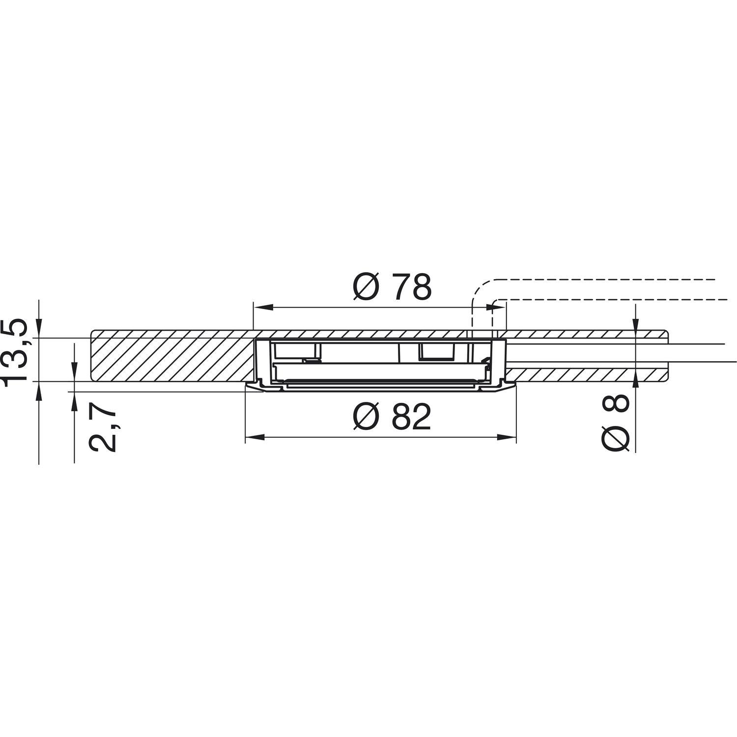 Elektra LED Einbauleuchte 8001B-78 warmweiß ø 82mm schwarz