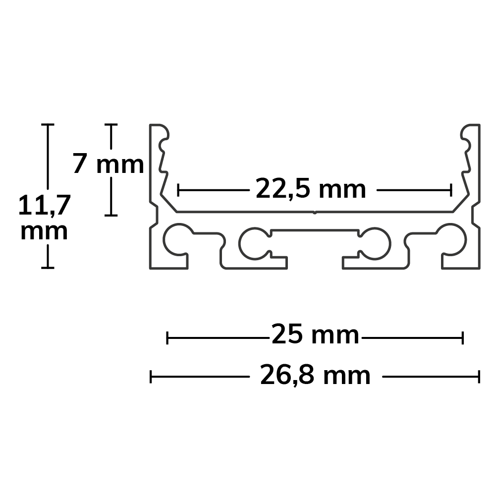 ISOLED LED Aufbauprofil SURF24 FLAT V1 Aluminium pulverbeschichtet weiß RAL 9010 200cm