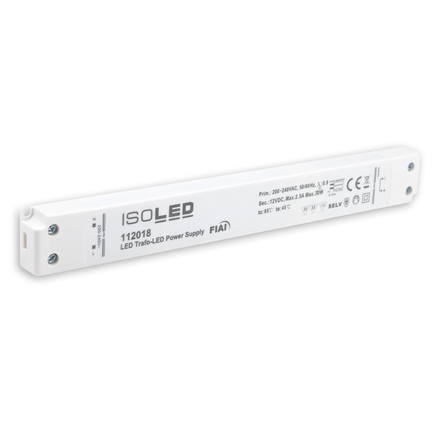 ISOLED LED Trafo 12V/DC 0-30W SELV ultraflach schmal