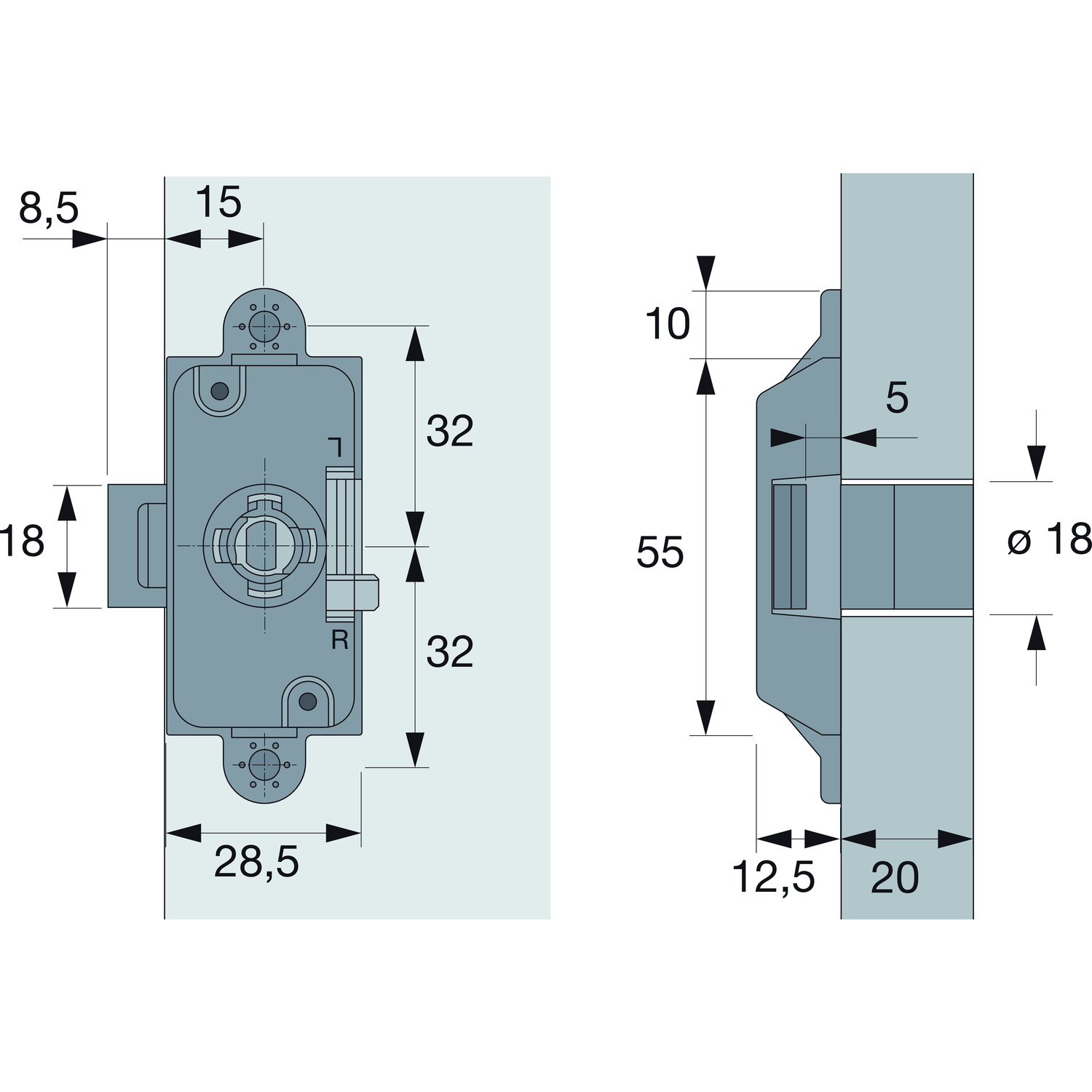 Hettich Prestige 2000 Zylinder-Kastenschloss Z23 Dornmaß 15 ø18 vernickelt