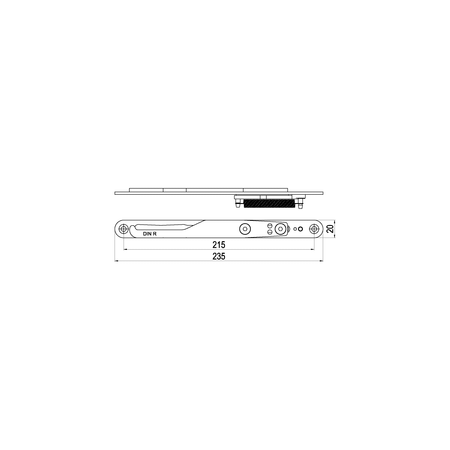 IMH-ABS Mitnehmerhaken GF UNI 20 V Gr.1, 235 x 20 mm,schwarz verzinkt,DIN rechts