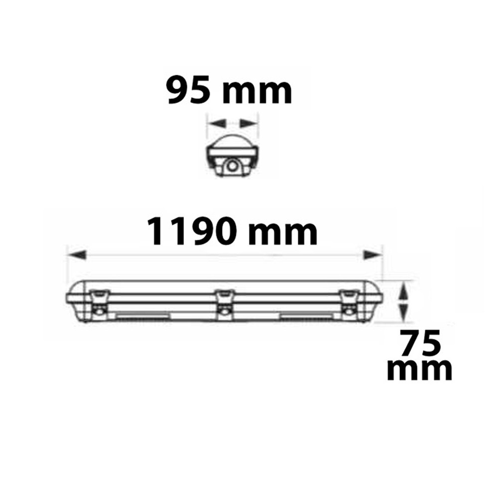 ISOLED LED Wannenleuchte 120cm IP65 PowerSwitch 25-40W ColorSwitch 3000|4000|5000K