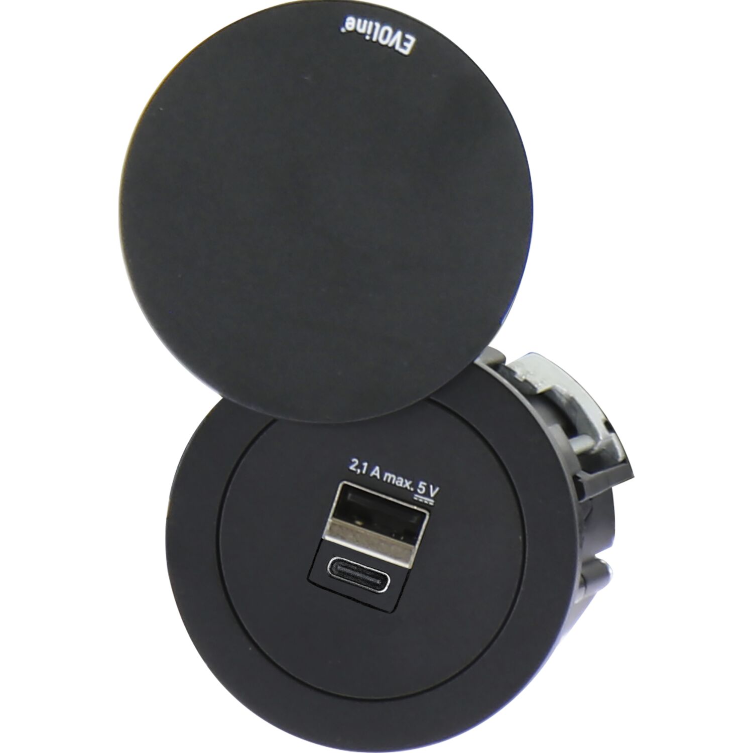 EVOline One 2fach USB Charger A+C mit Drehdeckel schwarz