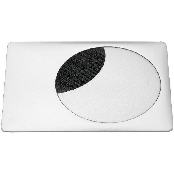 CONFURN Kabeldurchgang eckig, mit Staubschutzbürste, Zamak silber RAL 9006