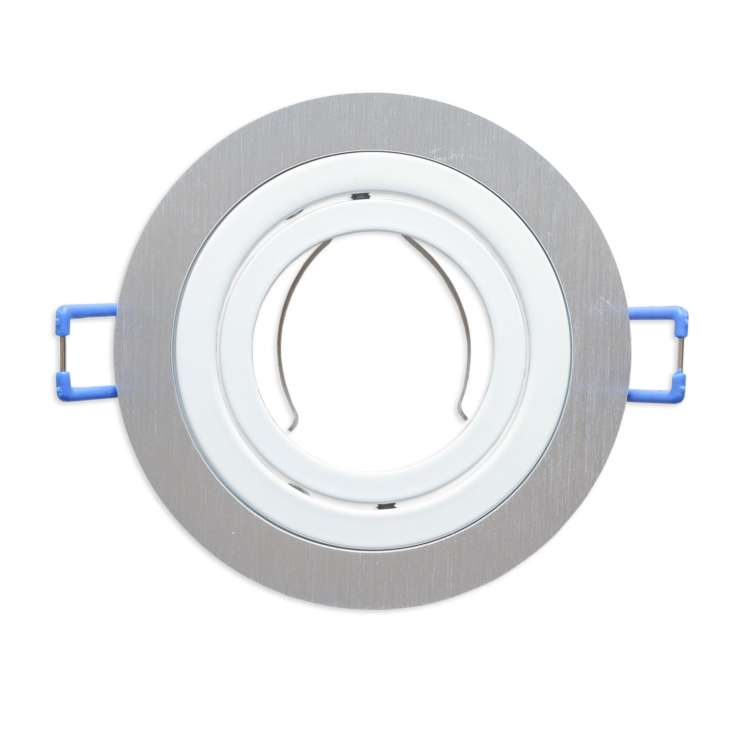 ISOLED Einbaurahmen rund Loch 80mm Alu gebürstet + Alu weiß für GU10/MR16 Spots