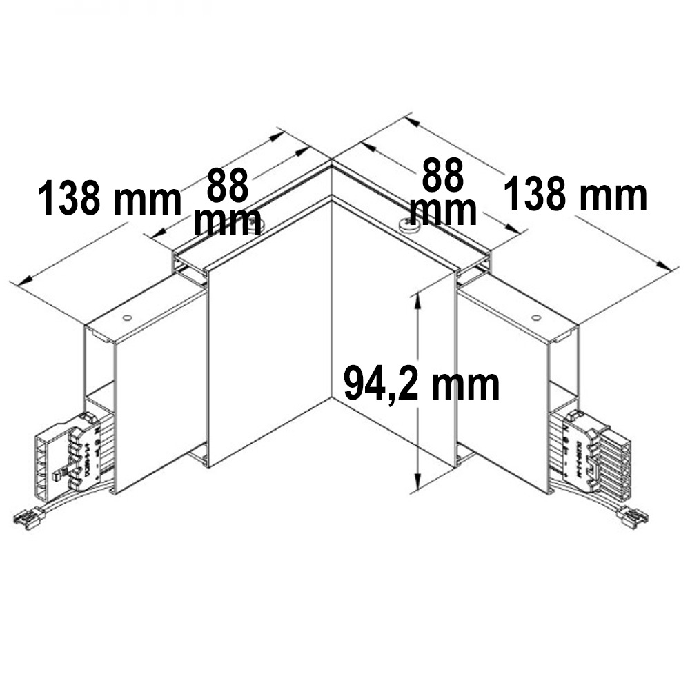 ISOLED Eckverbinder 90° prismatisch für Hängeleuchte Linear Up&Down 3W schwarz warmweiß
