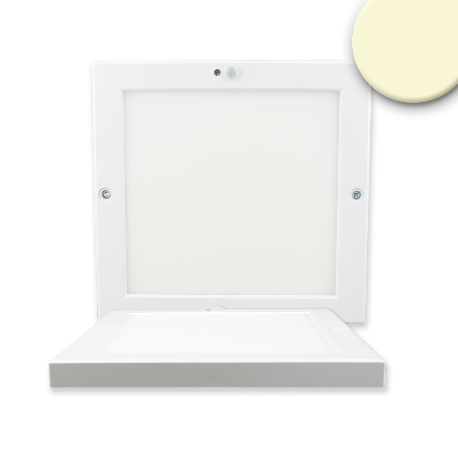 ISOLED Deckenlampe Slim eckig weiß 220x220mm mit PIR-Bewegungssensor 18W Trafo integriert warmweiß