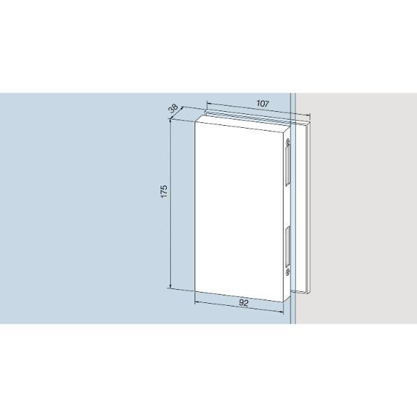 DORMA-Glas Gegenkasten Junior Office 11.286, links, Aluminium Edelstahl-Effekt