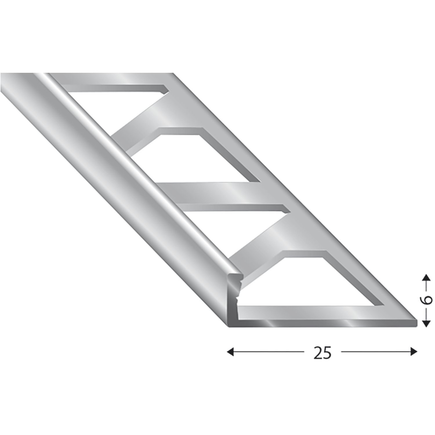 Kügele Fliesenprofil PRIMO, Alu silber, Innenhöhe 6 mm, 3000 mm