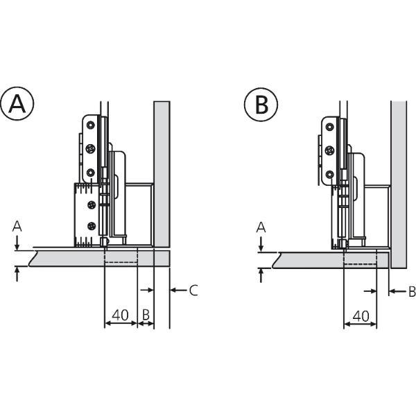 Accuride 1321 Beschlägegarnitur, Länge 456 mm, Stahl schwarz chromatiert